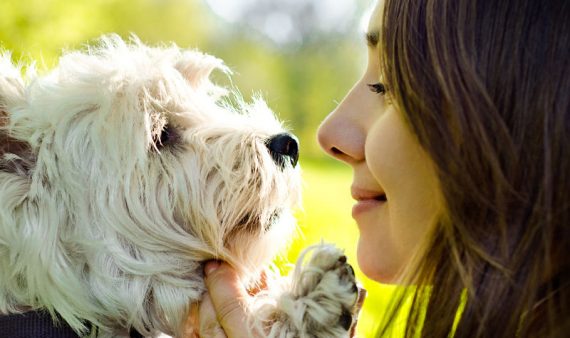 Dog Mom Kissing Pet