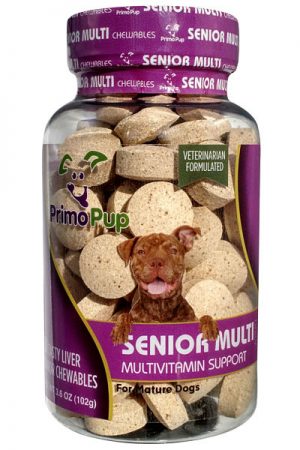 Jar of multivitamins for senior dogs